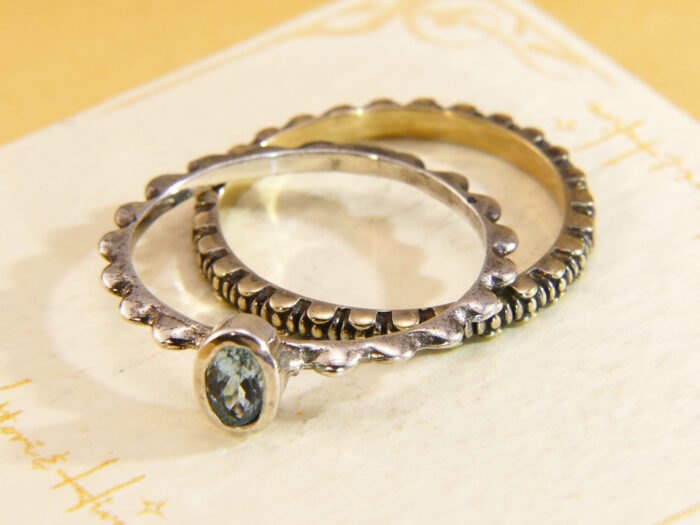 Vintage stacking rings aquamarine gold silver 4 Vintage stacking rings aquamarine gold silver 4
