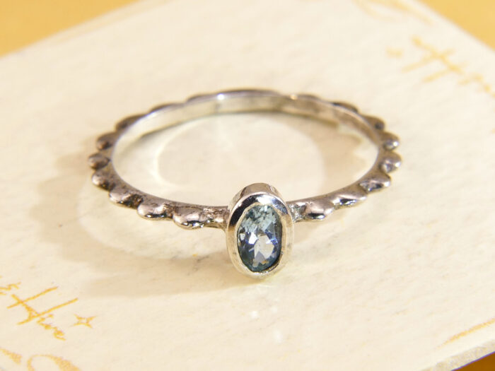 Vintage stacking rings aquamarine gold silver 5