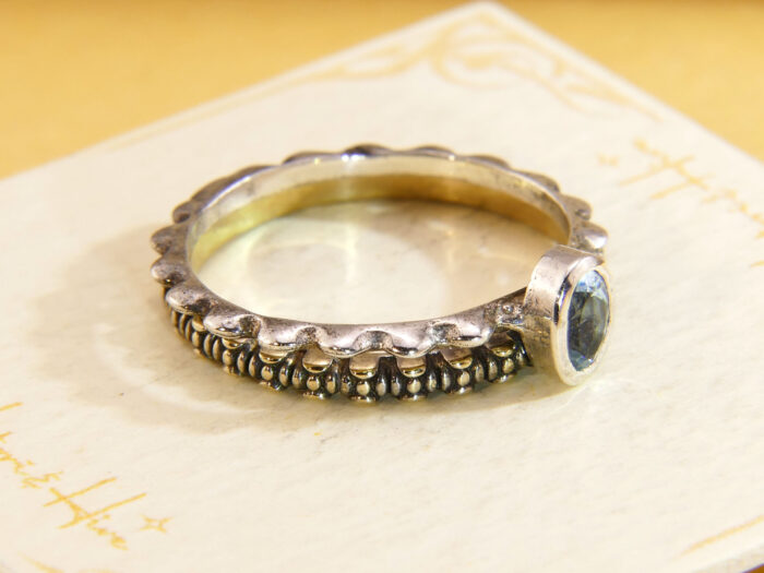 Vintage stacking rings aquamarine gold silver 8