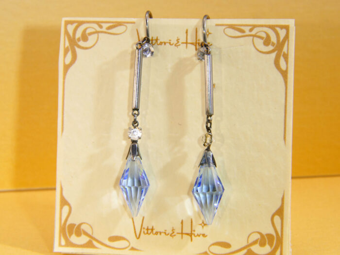 Art Deco Platinum Dangle Earrings Screw Blue Paste 1920s 1 Art Deco Platinum Dangle Earrings Screw Blue Paste 1920s 1