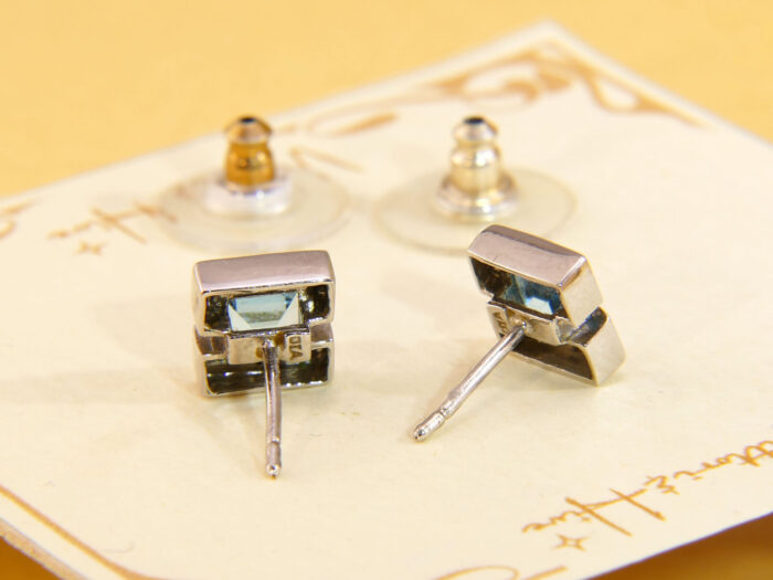 Vintage white gold diamond blue topaz stud earrings 7