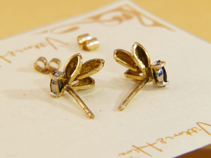 Vintage White Yellow Two Colour Gold Sapphire Stud Earrings 5