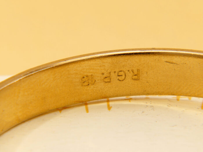 Vintage 18ct Rolled Gold Etched Hinged Bangle With Safety Chain 1970s 3