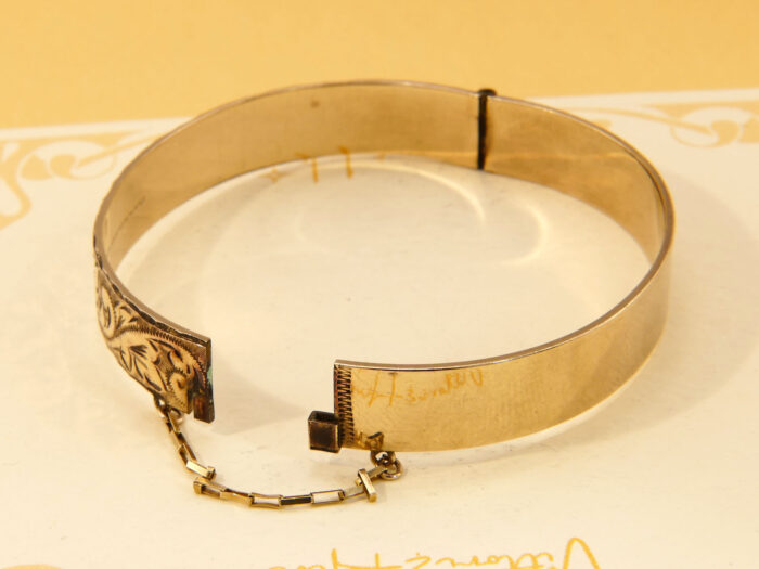 Vintage 9ct Rolled Gold Floral Engraved Hinged Bangle 1977 Hallmarked 7