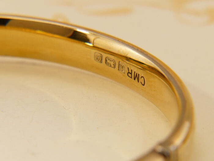 Vintage Gold Plated Hallmarked 1988 Floral Engraved Hinged Bangle 2