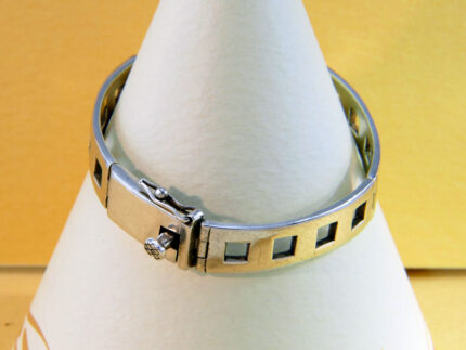 Vintage 1980s Sterling Silver Art Deco Style Articulated Hinged Bangle Bracelet 2