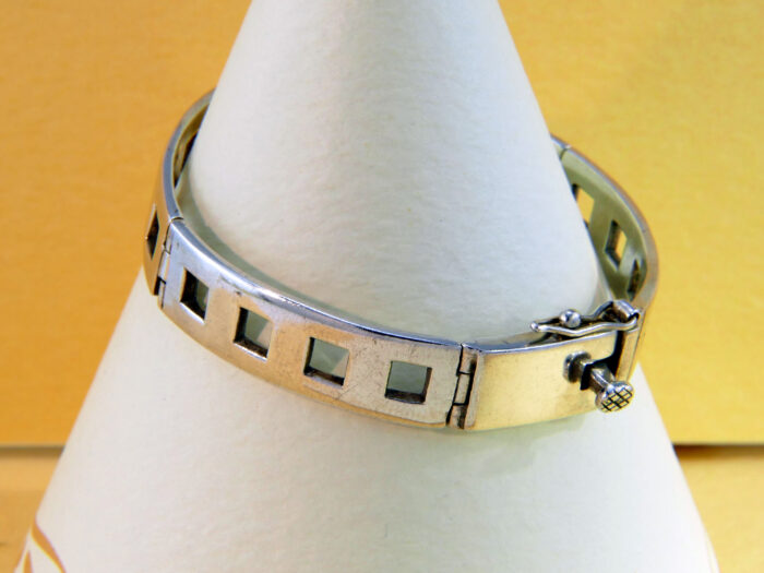 Vintage 1980s Sterling Silver Art Deco Style Articulated Hinged Bangle Bracelet 3