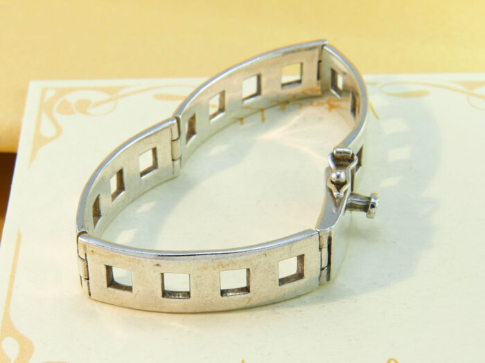 Vintage 1980s Sterling Silver Art Deco Style Articulated Hinged Bangle Bracelet 5