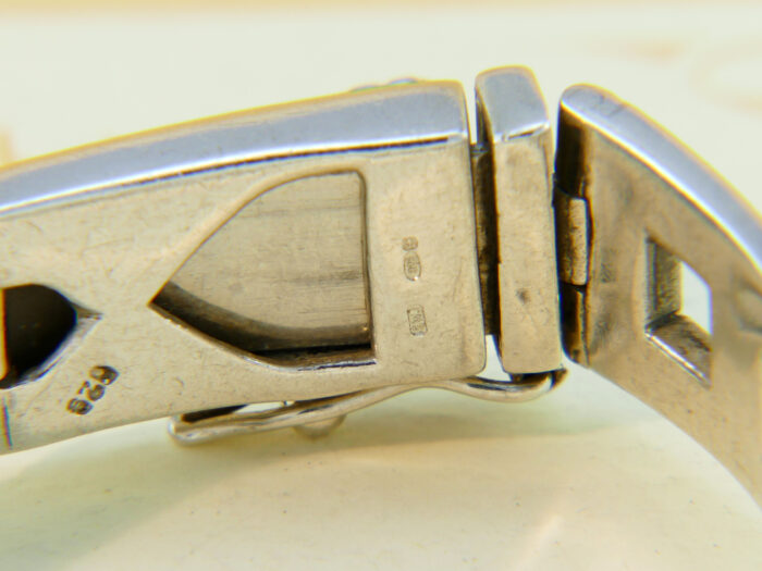 Vintage 1980s Sterling Silver Art Deco Style Articulated Hinged Bangle Bracelet 8