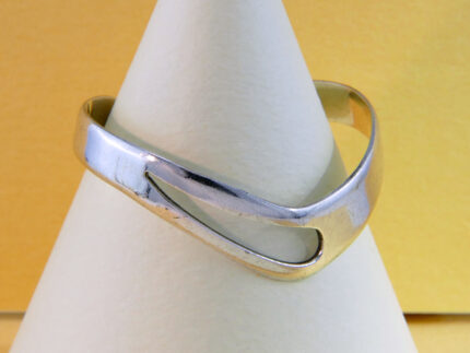 Vintage 1980s Sterling Silver Modernist Wishbone Cuff Bangle Adjustable