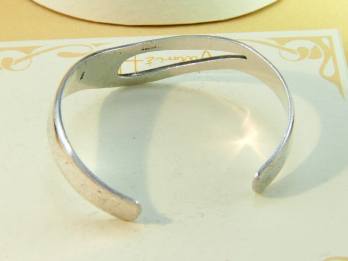 Vintage 1980s Sterling Silver Modernist Wishbone Cuff Bangle Adjustable 6