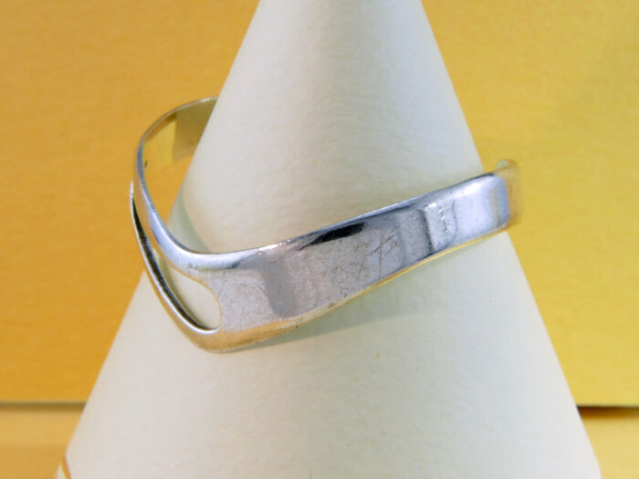 Vintage 1980s Sterling Silver Modernist Wishbone Cuff Bangle Adjustable 9