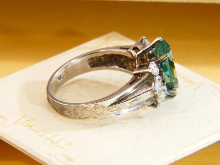 Vintage Chateau d’Argent Green Tourmaline Sterling Silver Cocktail Ring 10