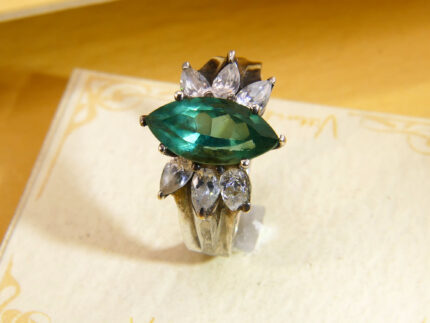Vintage Chateau d’Argent Green Tourmaline Sterling Silver Cocktail Ring 2