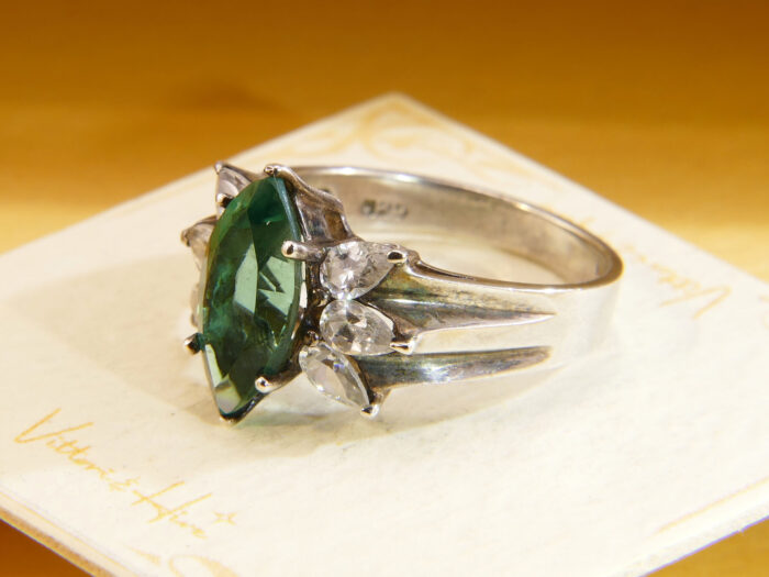 Vintage Chateau d’Argent Green Tourmaline Sterling Silver Cocktail Ring 6
