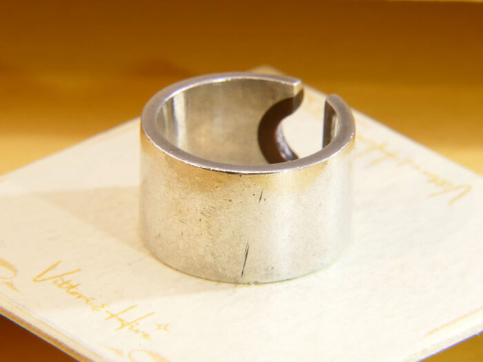 Vintage Sterling Silver Modernist Ring Copper Detail 1970s Chunky 7