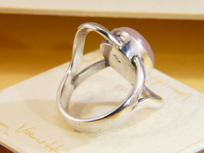 Vintage Sterling Silver Rose Quartz Modernist Ring 1970s Size O 9