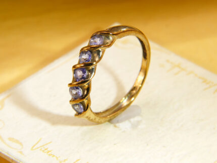 Vintage Tanzanite Ring 9ct Gold Five Stone 1990s Size N½ 1
