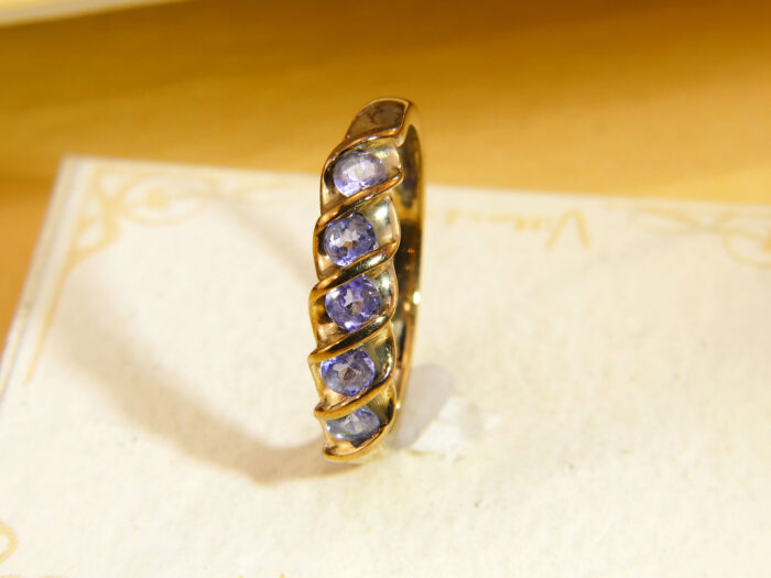 Vintage Tanzanite Ring 9ct Gold Five Stone 1990s Size N½ 3