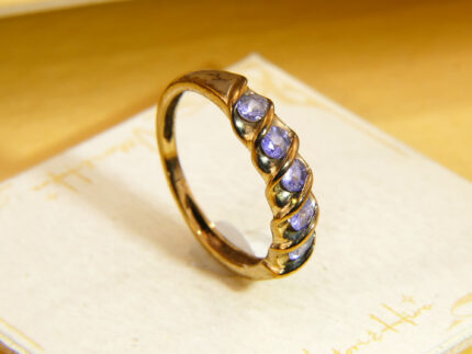Vintage Tanzanite Ring 9ct Gold Five Stone 1990s Size N½ 4