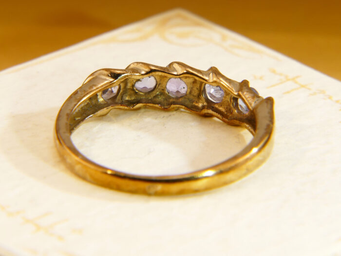 Vintage Tanzanite Ring 9ct Gold Five Stone 1990s Size N½ 9