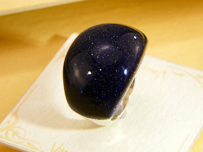 Whitney Kelly Sterling Silver Black Sunstone Statement Ring 2010 Size P 1