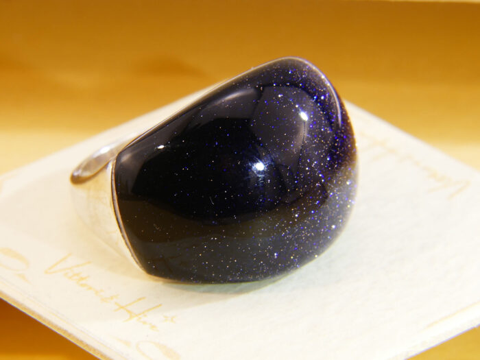 Whitney Kelly Sterling Silver Black Sunstone Statement Ring 2010 Size P 10