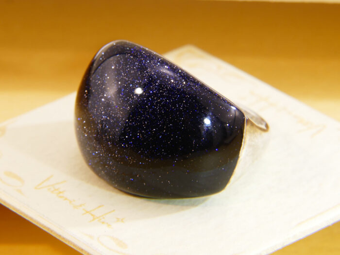 Whitney Kelly Sterling Silver Black Sunstone Statement Ring 2010 Size P 6