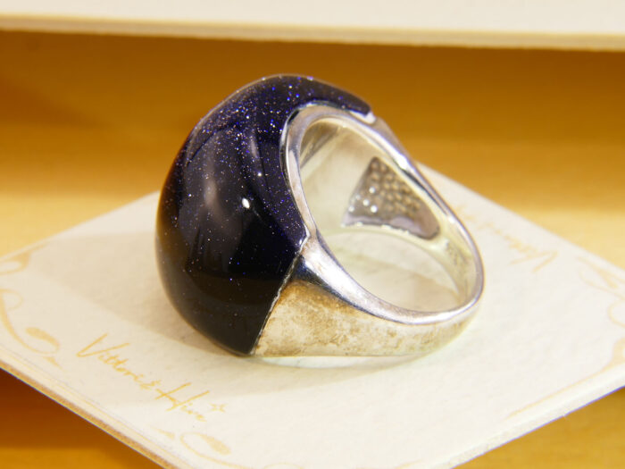 Whitney Kelly Sterling Silver Black Sunstone Statement Ring 2010 Size P 7