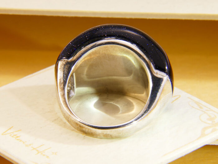 Whitney Kelly Sterling Silver Black Sunstone Statement Ring 2010 Size P 8